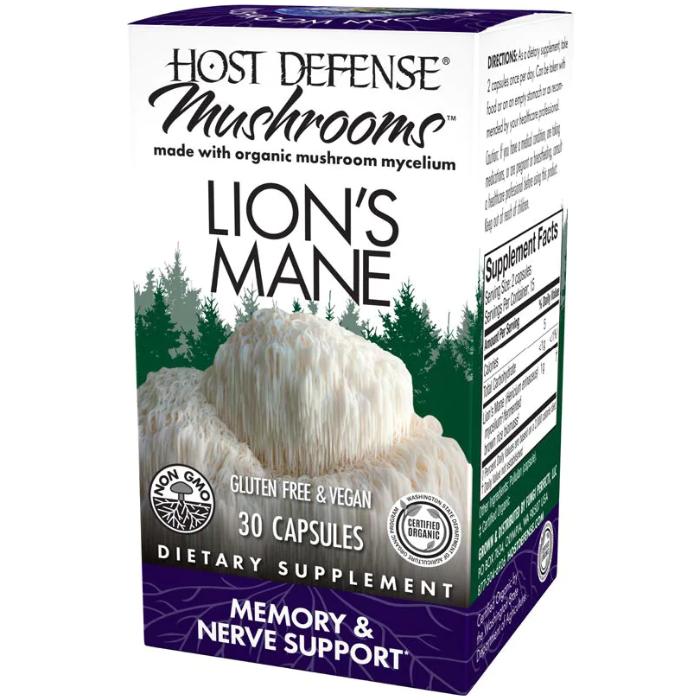 Host Defense - Lion's Mane Memory And Nerve Support, 120 Capsules