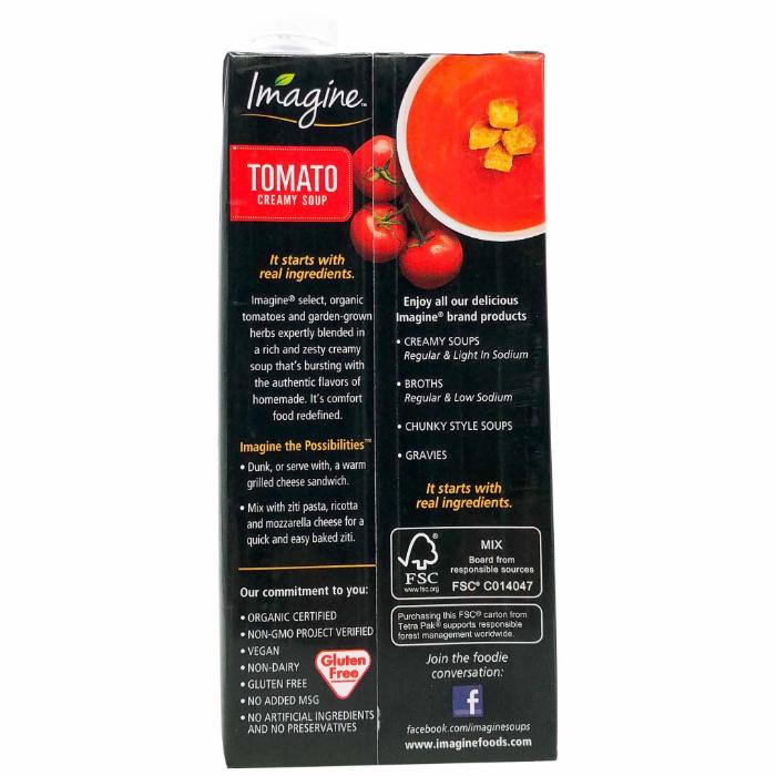 Imagine - Organic Soup Tomato Cream, 1000ml - back