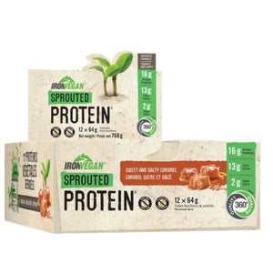 Iron Vegan - Iron Vegan Sprouted Protein Sweet And Salty Caramel 12 Protein Bar X 64g, 768g