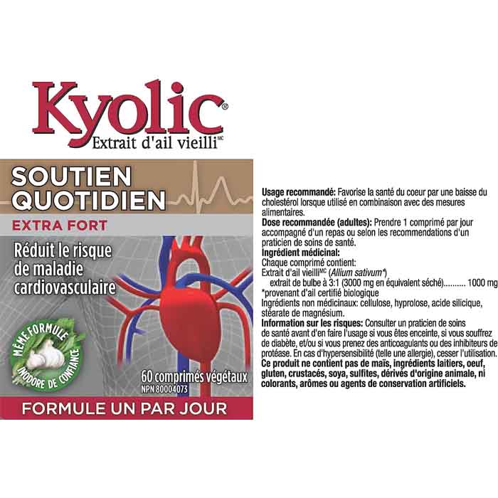 Kyolic - Extra Strength 1000 mg One A Day, 60 Capsules - Back