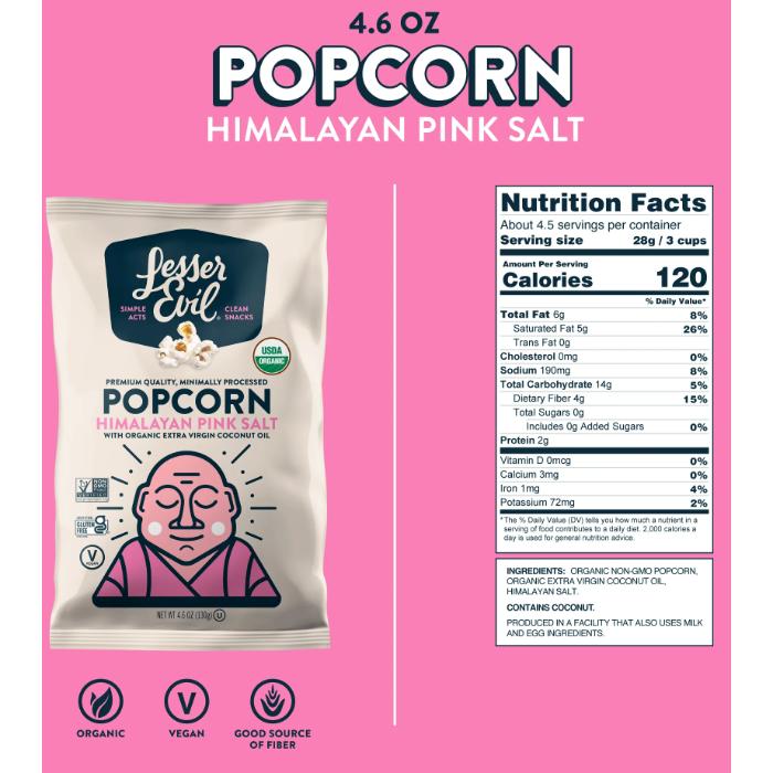 Lesser Evil - Paleo Puffs Himalayan Pink Salt Grain Free, 140g - back