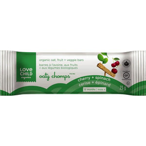 Love Child Organics - Oaty Chomps Organic Oat, Fruit + Veggie Bars Cherry + Spinach 12+ Months 6 Individually Wrapped Bars X 23g, 23 Bars