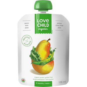 Love Child Organics - Pears Kale Peas Organic Puree 6 Months +, 128ml