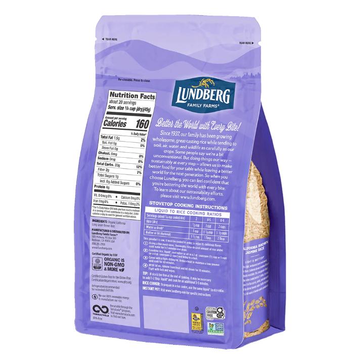 Lundberg - Essences Organic California Brown Jasmine Rice, 907g - back