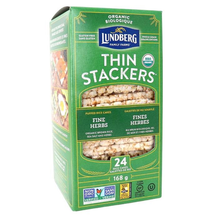 Lundberg - Family Farms Thin Stackers Puffed Rice Cakes Fine Herbs Organic 24 Rice Cakes, 168g