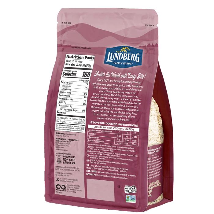Lundberg - Organic California White Basmati Rice, 907g - back