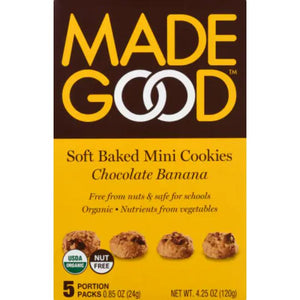 Made Good - Soft Baked Mini Cookies Chocolate Banana 5 Portion Packs, 120g