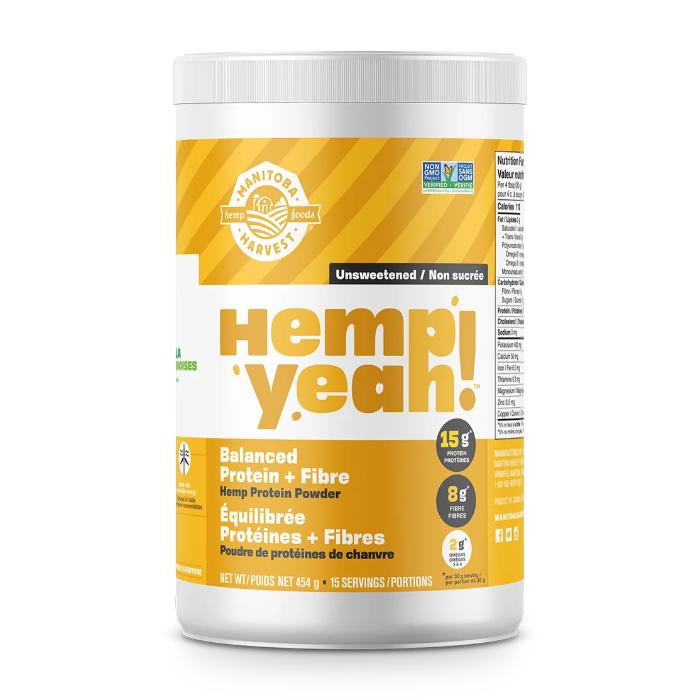 Manitoba Harvest - Hemp Foods Hemp Yeah! Hemp Protein Powder Balanced Protein + Fibre Unsweetened, 454g