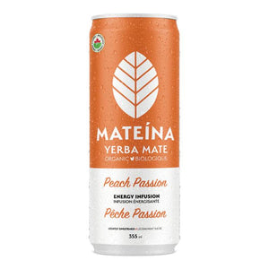 Mateina Yerba Mate - Plant Based Energy Drink Peach Passion Organic, 355ml