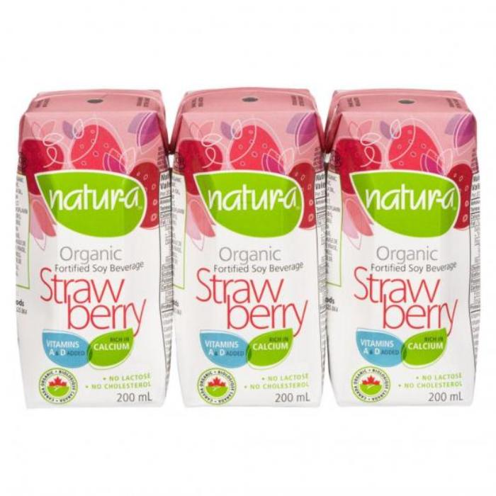 Natura - Soy Drink Enriched Organic Strawberry, 3X200ml