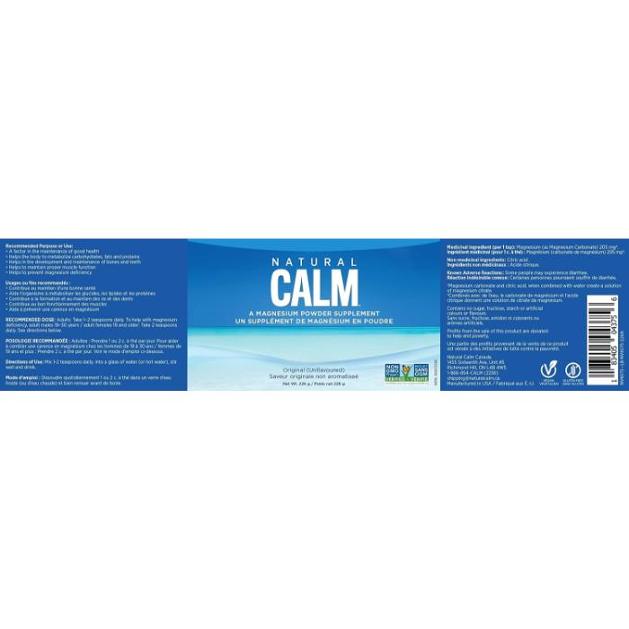 Natural Calm - Magnesium Original, 226g - back