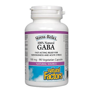 Natural Factors - 100% Natural Gaba 100 mg, Stress-Relax, 90 Vegetarian Capsules