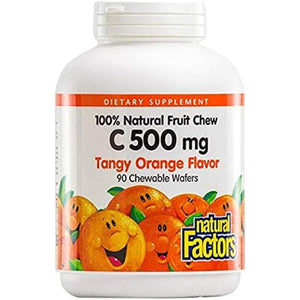 Natural Factors - C 500 mg 100% Natural Fruit Chew, Tangy Orange, 90 Chewable Wafers