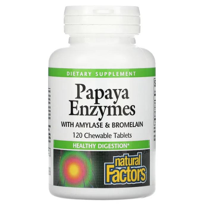 Natural Factors - Papaya Enzymes With Amylase And Bromelain, 120 Chewable Tablets