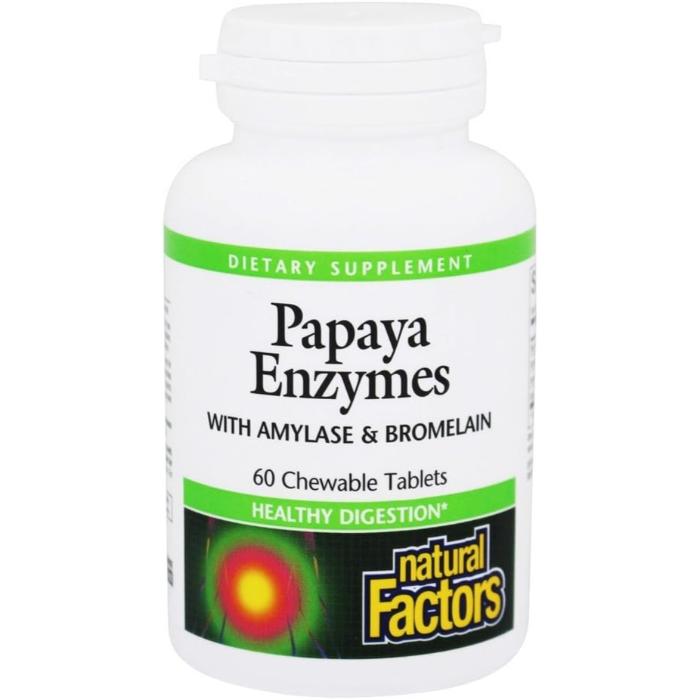 Natural Factors - Papaya Enzymes With Amylase And Bromelain, 60 Chewable Tablets