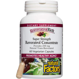Natural Factors - Resveratrolrich Super Strength Resveratrol Concentrate, 60 Vegetarian Capsules