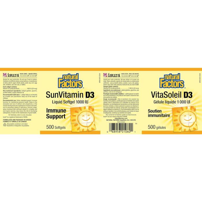 Natural Factors - Sunvitamin D3 1000 | Multiple Sizes