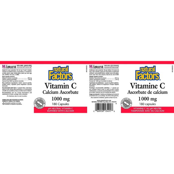 Natural Factors Vitamin C Calcium Ascorbate 1000 mg Capsules Multi