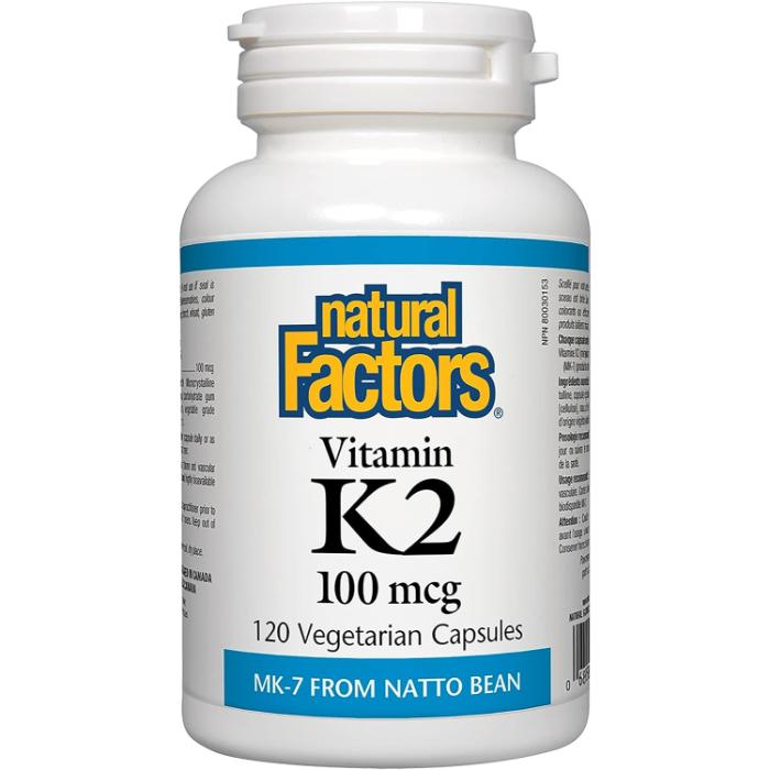 Natural Factors - Vitamin K2, 120 Vegetarian Capsules