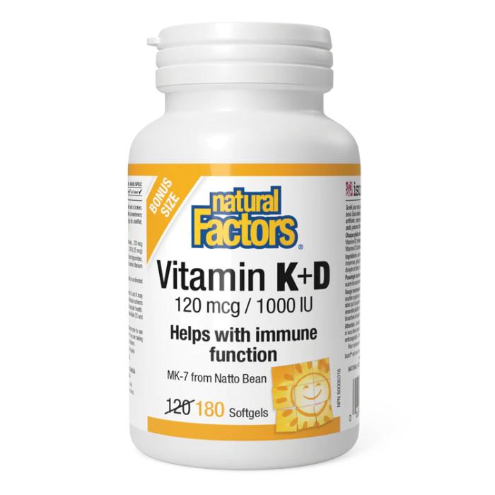 Natural Factors - Vitamin K+D, 180 Softgels