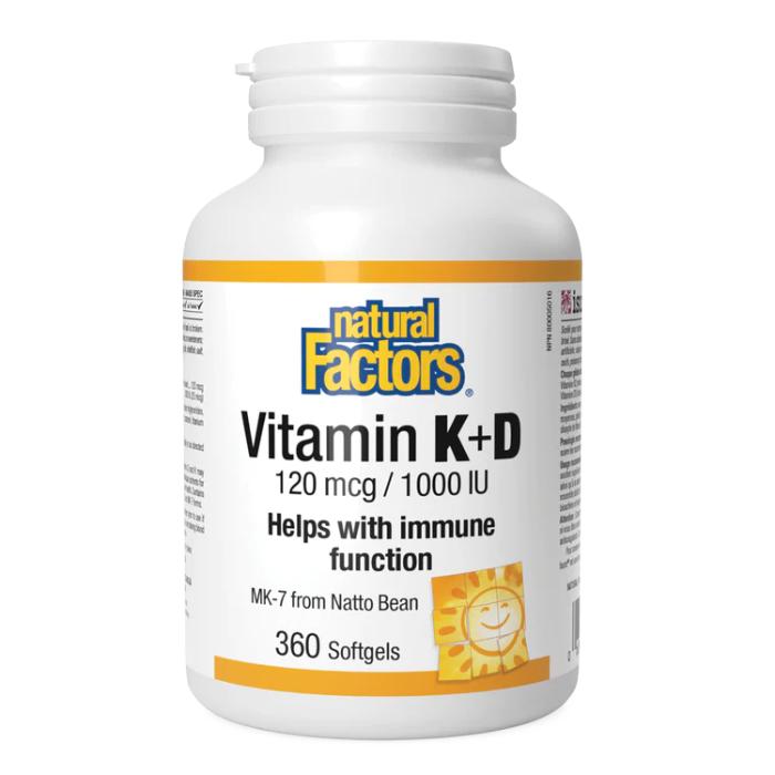 Natural Factors - Vitamin K+D, 360 Softgels