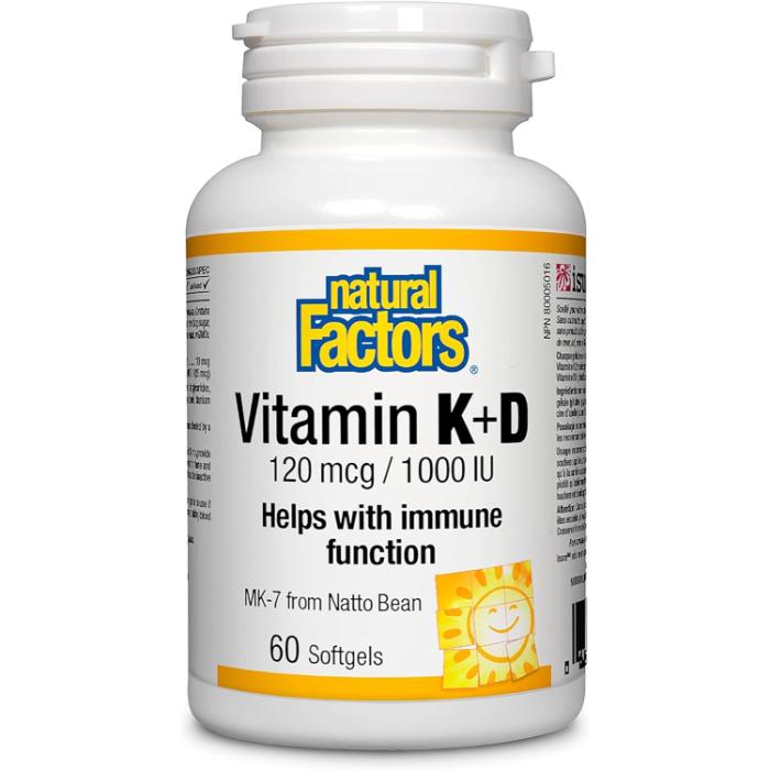 Natural Factors - Vitamin K+D, 60 Softgels