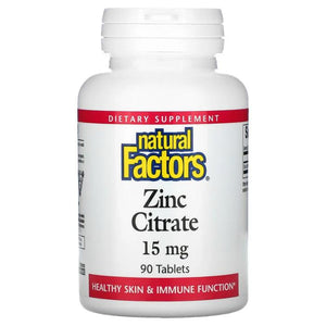 Natural Factors - Zinc Citrate 15 mg, 90 Tablets