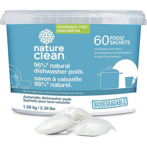 Nature Clean - Automatic Dishwasher Pacs Fragrance-Free 60 Packs, 1.08kg