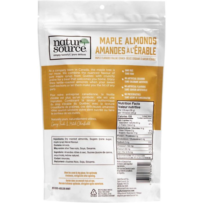 Nature Source - Maple Praline Almonds, 600g - back
