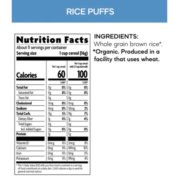 Nature's Path - Cereal Rice Puffs Organic, 170g - Back