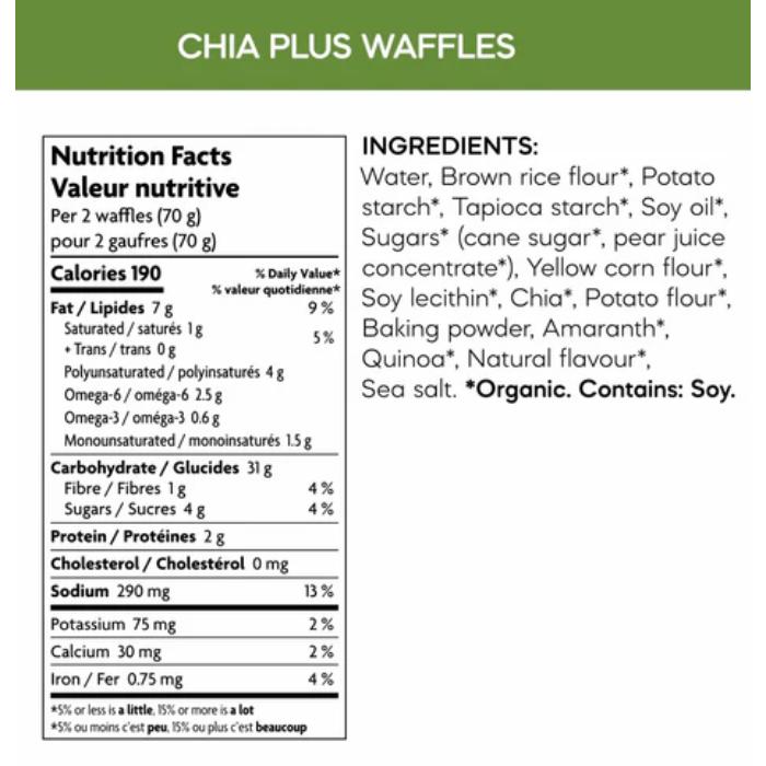 Nature's Path - Chia Plus Organic 6 Waffles, 210g - Back