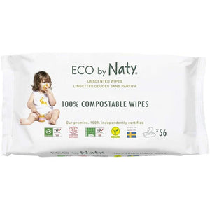 Naty Eco - Sensitive Wipes Unscented, 56 Pieces