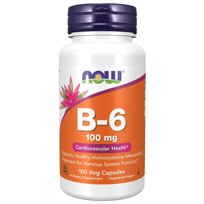 Now Foods - B-6 100mg, 100 Capsules