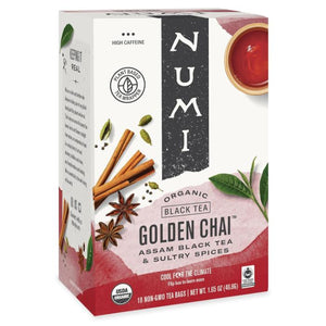 Numi - Black Tea Golden Chai Organic 18 Non Gmo Tea Bags, 47g