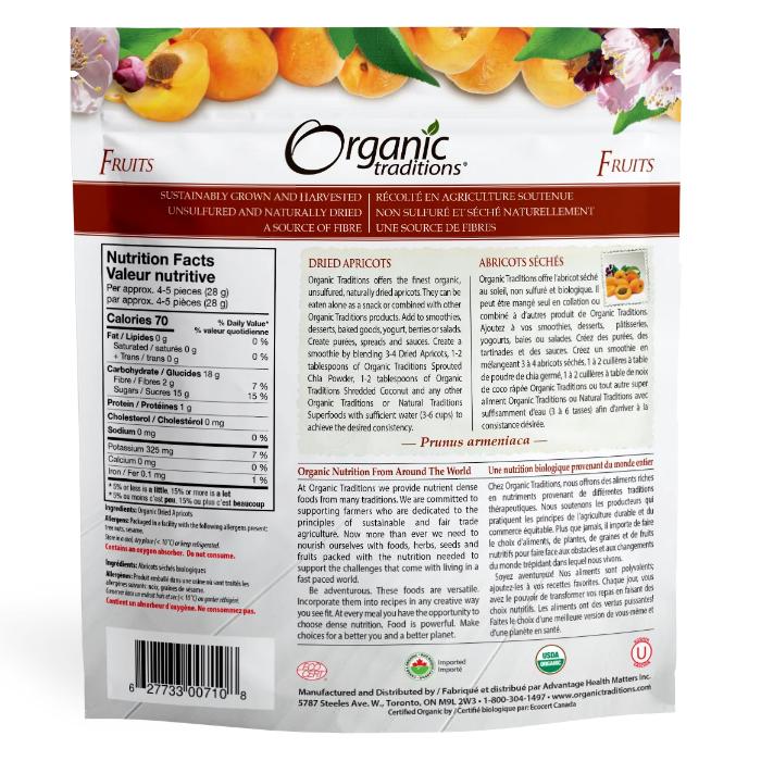 Organic Traditions - Dried Apricot, 227g - Back