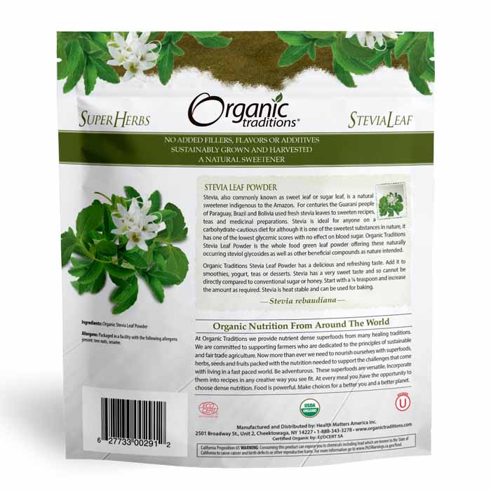 Organic Traditions - Stevia Powder - Green Leaf, 100g