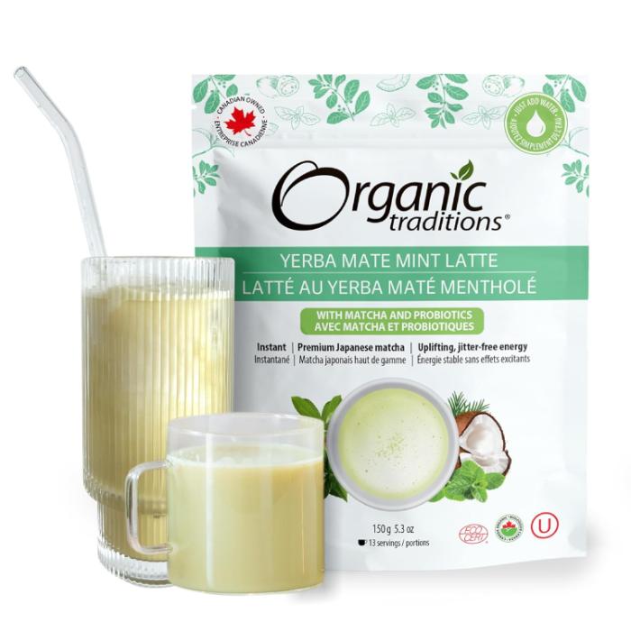 Organic Traditions - Yerba Mate Mint And Probiotic Latte, 150g