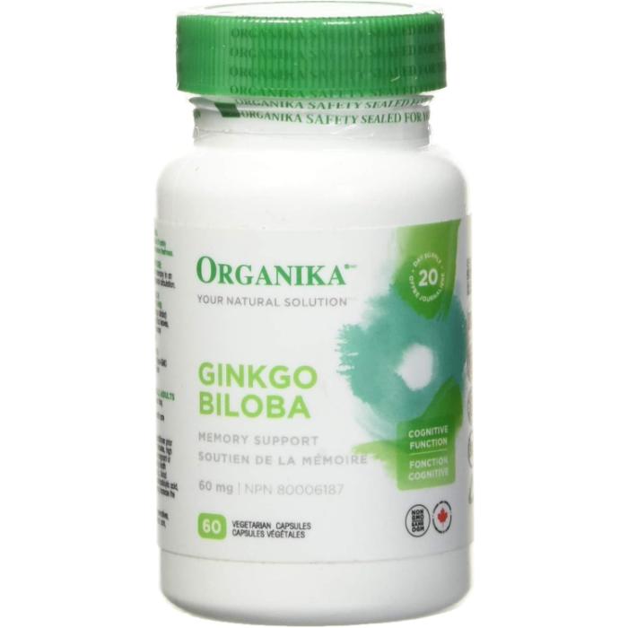 Organika - Ginkgo Biloba Extract, 60 Vegetarian Capsules