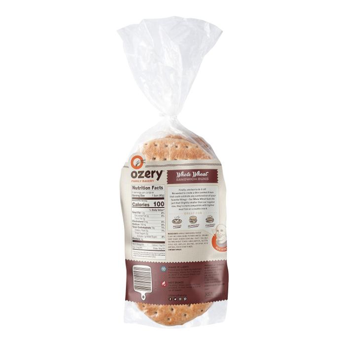 Ozery Bakery - One Bun Thin Sandwich Buns Organic Wheat 6 Pre-Sliced Buns, 360g - back
