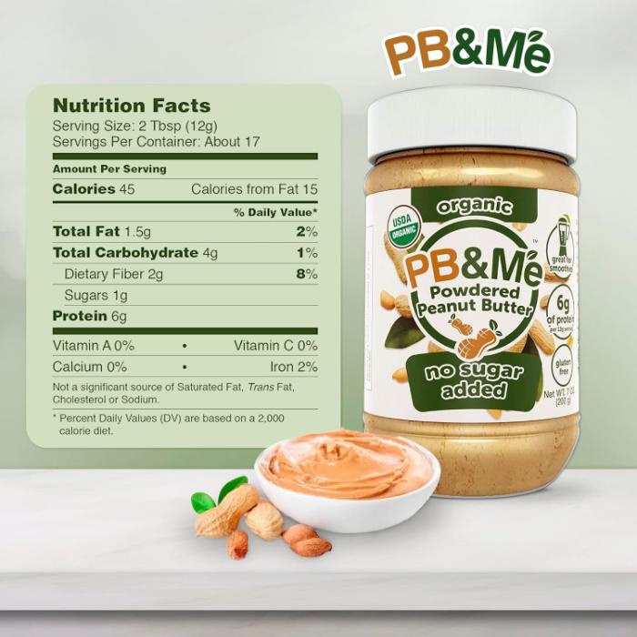 PB&Me - Natural Peanut Butter Powder, 200g - back