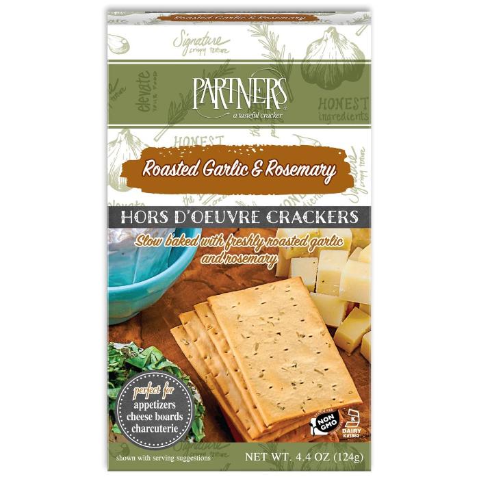 Partners Artisan - Hors D'Oeuvre Crackers Roasted Garlic & Rosemary, 124g