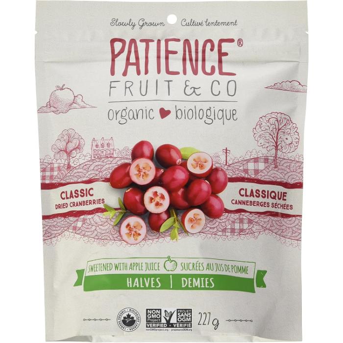 Patience Fruit & Co - Organic Classic Dried Cranberries Sweetened With Apple Juice Halves, 227g