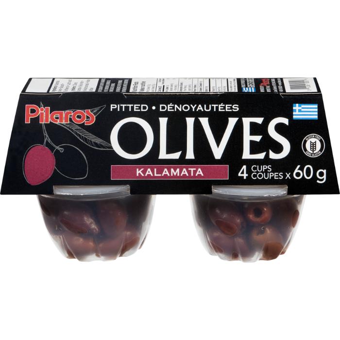 Pilaros - Kalamata Pitted Olives In Cups, 4x60g