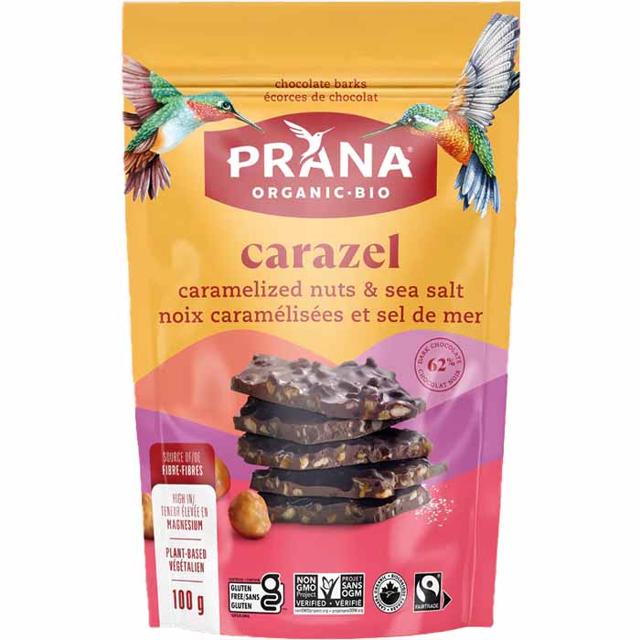 Prana - Dark Chocolate Bark Carazel - Caramelized Nuts With Sea Salt, 100g