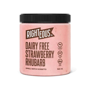 Righteous - Fiasco Small Batch Sorbetto Dairy-Free Strawberry Rhubarb, 562ml