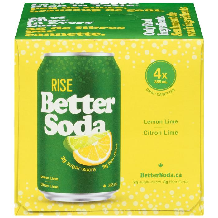 Rise Better Soda - Sodas Lemon Lime, 4x355ml 