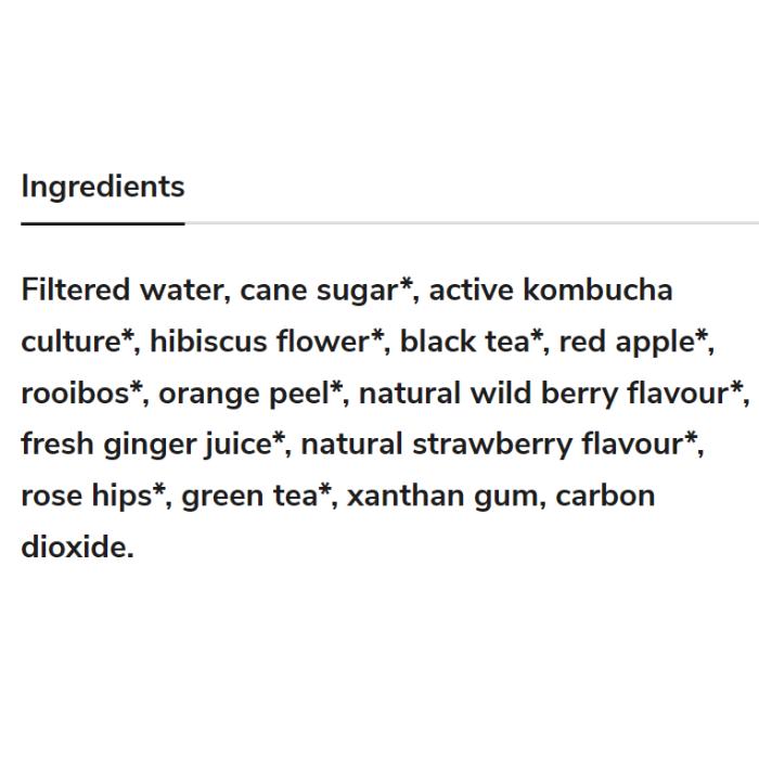 Rise Kombucha - Organic Hibiscus Rosehips, 414ml - Back