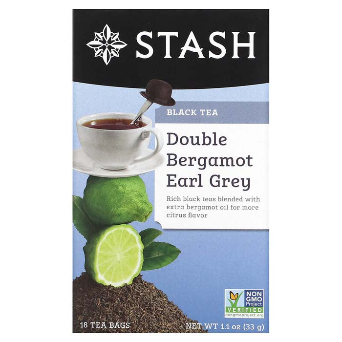 Stash Tea - Black Tea Double Bergamot Earl Grey 18 Tea Bags, 33g