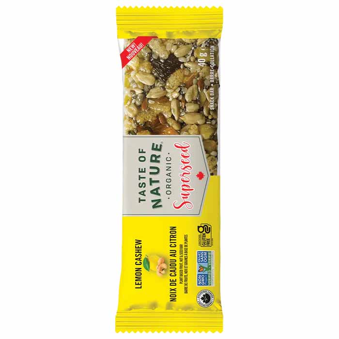 Taste Of Nature - Organic Lemon Cashew Superseed Snack Bar, 40g