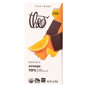 Theo Chocolate - Organic Orange Dark Chocolate 70%, 85g